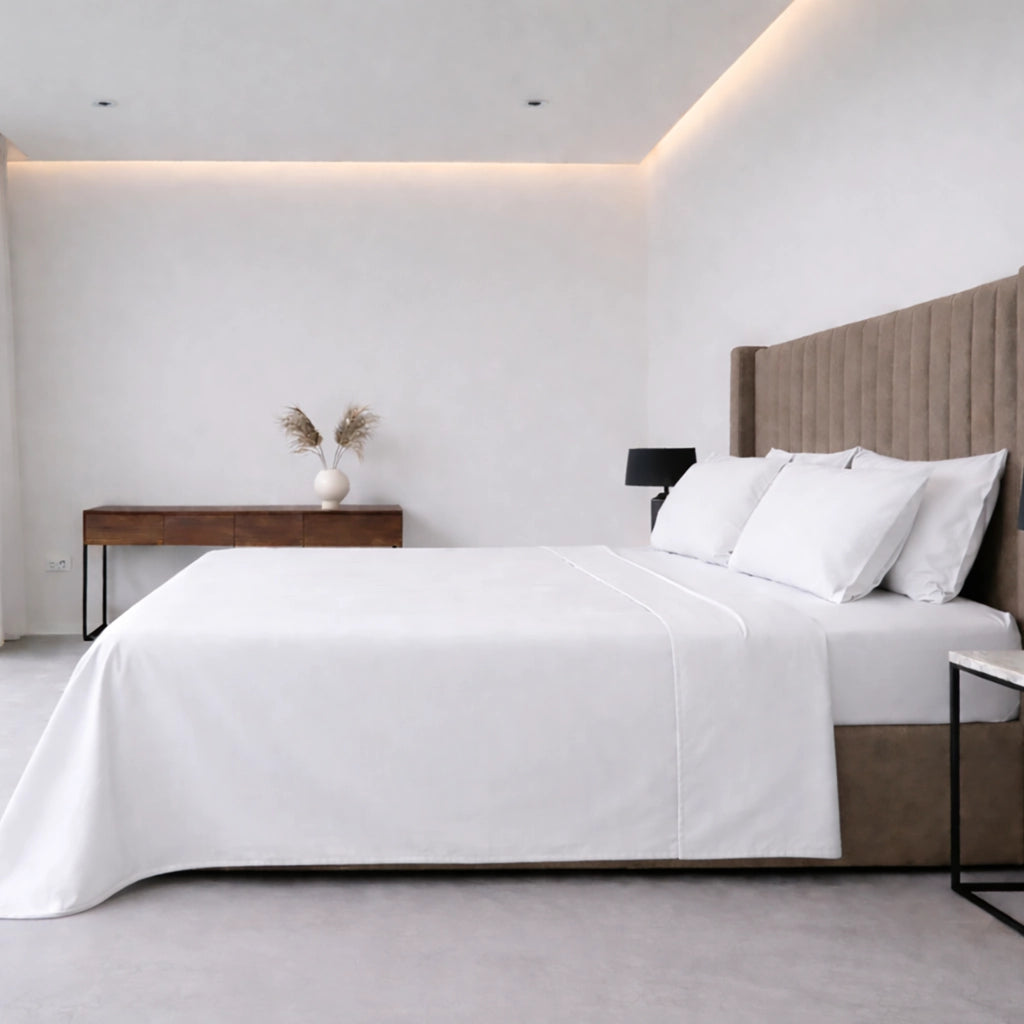 Sarisa, set Completo Letto Matrimoniale in Policotone, Bianco