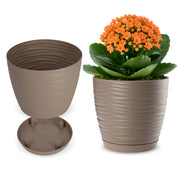 Vaso da fiori KADAX rotondo da 15 cm in plastica beige
