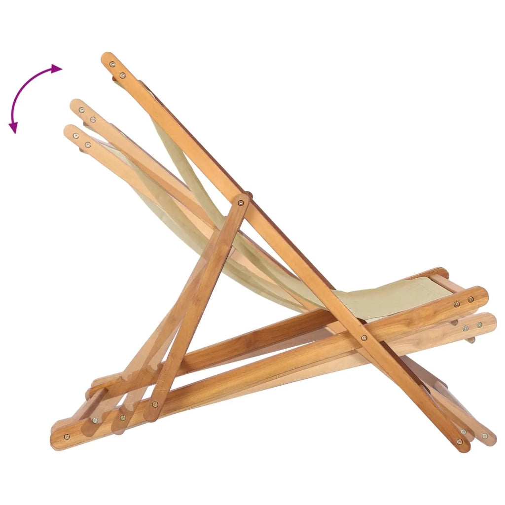 Sedia da Giardino | Sedia da spiaggia Beige Legno di teak solido