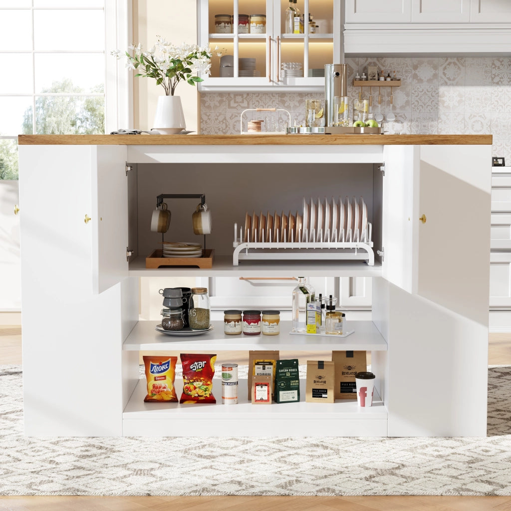 Isola cucina moderna - Zephmum- Bianco con cassetti e ripiani