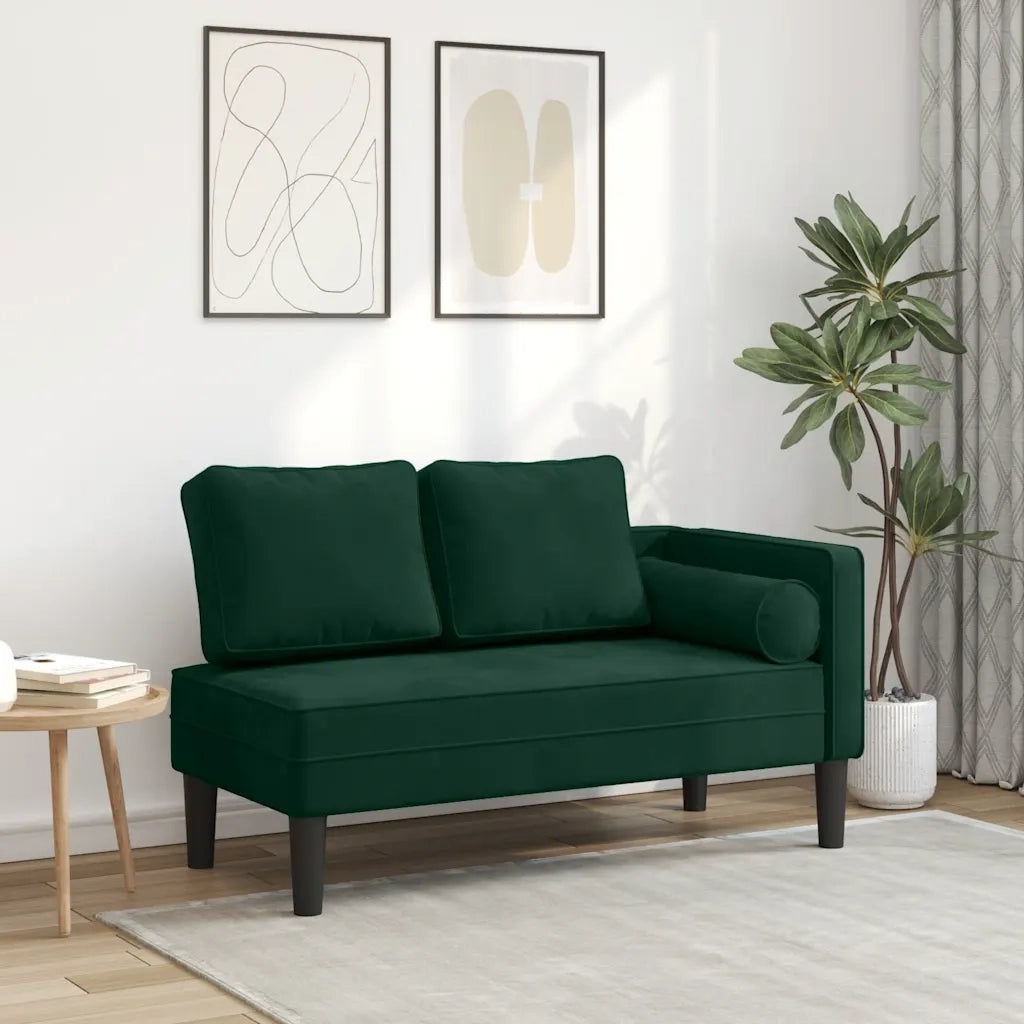 Chaise Longue con Cuscini Verde Scuro in Velluto 4007573