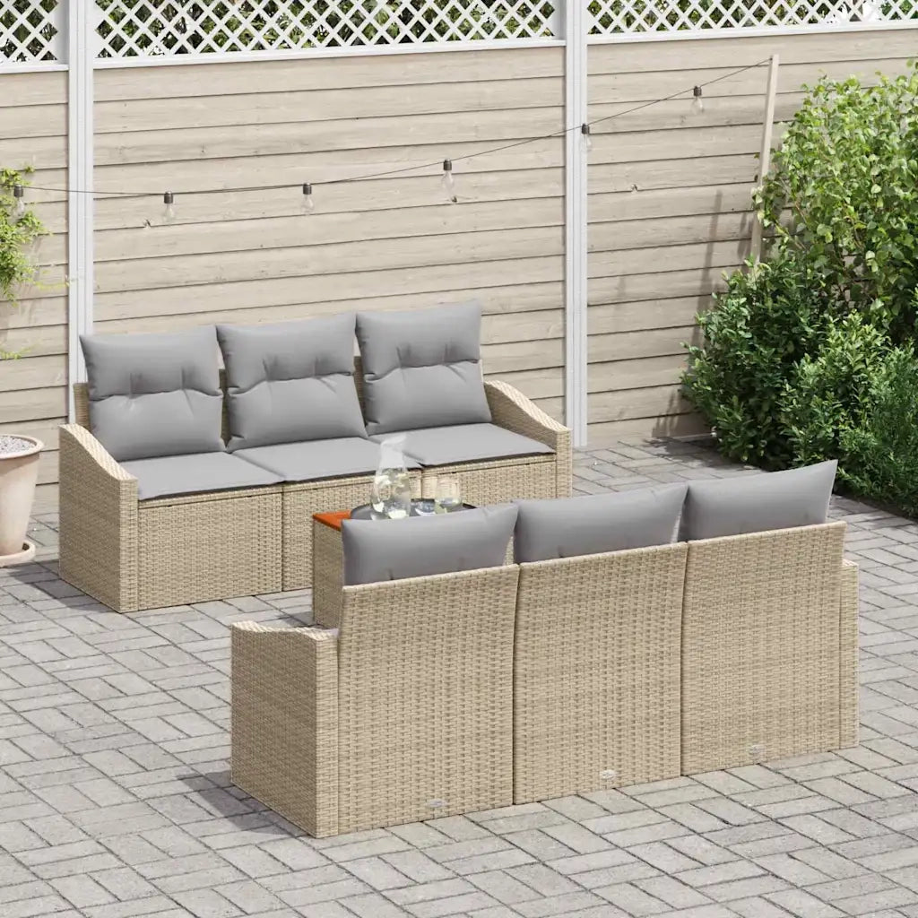 Set Divano da Giardino 7 pcs Beige e Grigio Chiaro polyrattan 3356446