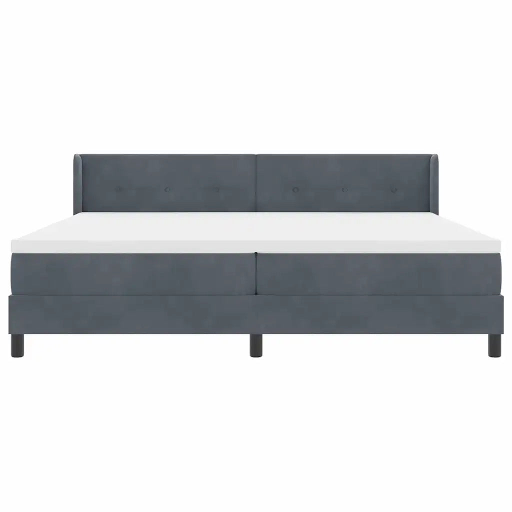Letto a molle con testiera Grigio scuro 200 x 200 cm Poliestere