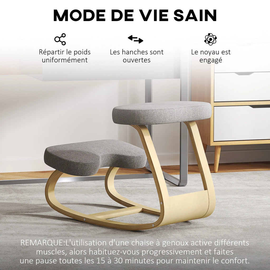 Sedia ergonomica a ginocchia ¨C Minimal ¨C Grigia in legno
