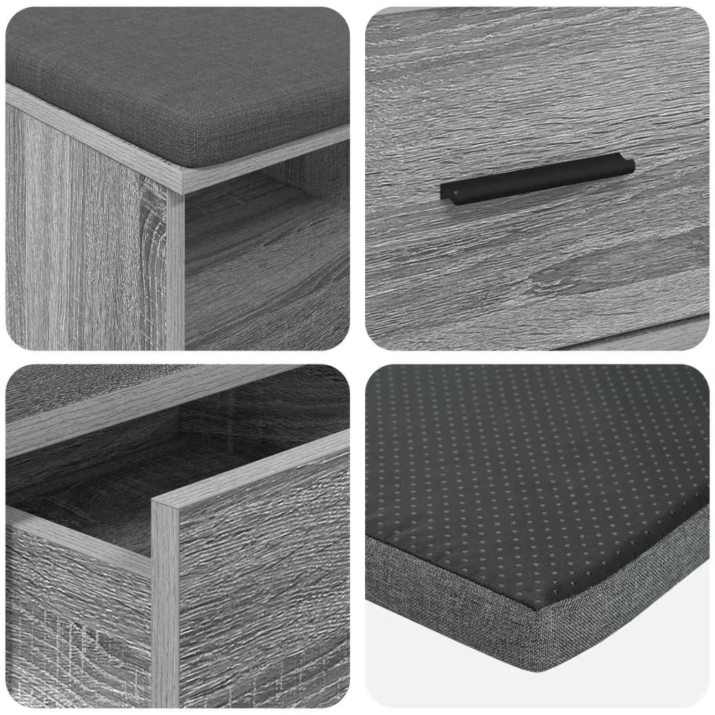 Panca per ingresso con cuscino Sonoma grigia 80 x 38 x 46 cm 891461