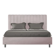 BS COM Letto queen size contenitore imbottito 150x200 microfibra glicine