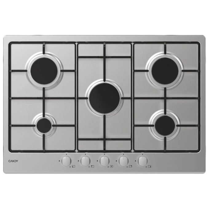Candy CHW7X Timeless Piano cottura Gas 75 cm 5 fuochi da incasso colore Acciaio Inox