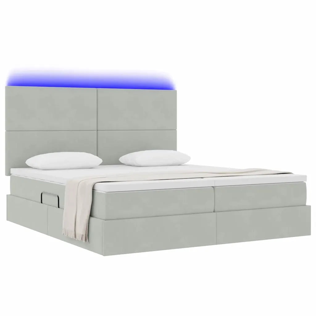 Letto con testiera Grigio chiaro 200 x 200 cm Velluto