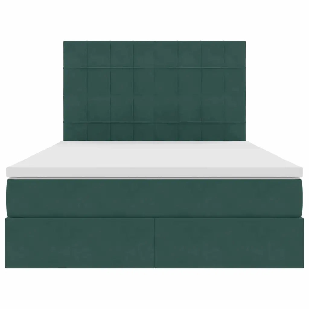 Letto con contenitore e materasso Verde Scuro 140 x 200 cm 3372036