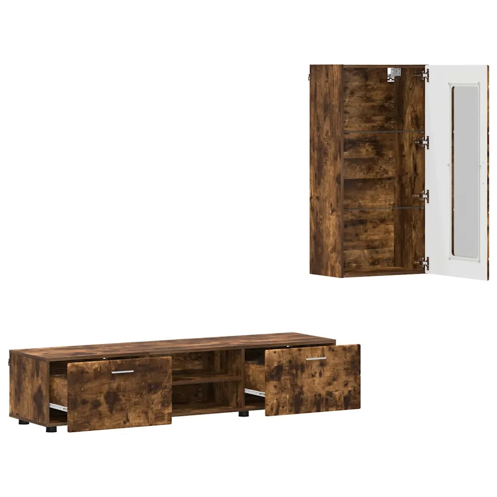 Set mobile TV con cassetto FLORIN Rovere fumé Legno multistrato