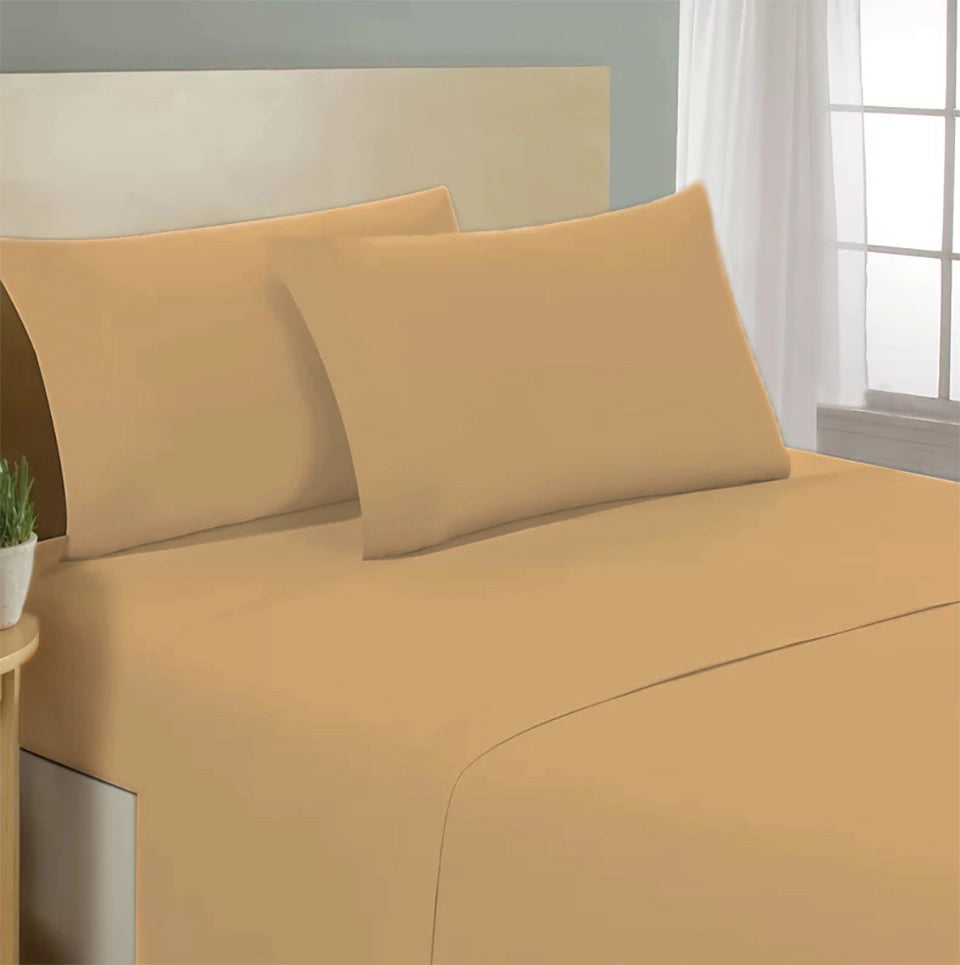 Lenzuolo letto sotto con angoli 100% puro cotone Made in Italy tinta unita Vaniglia - 1 Piazza e mezza francese