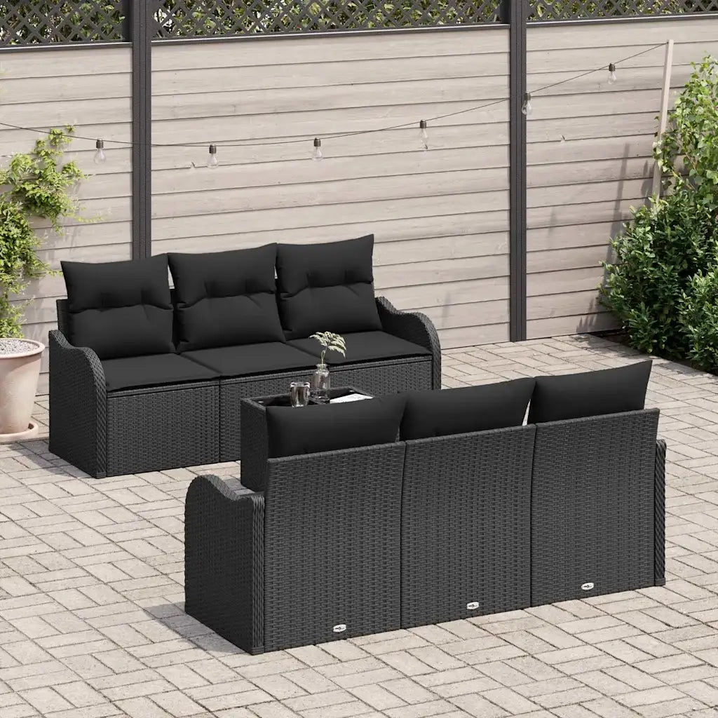 Set Divano da Giardino con cuscino con archiviazione 7 pcs Nero 3354262