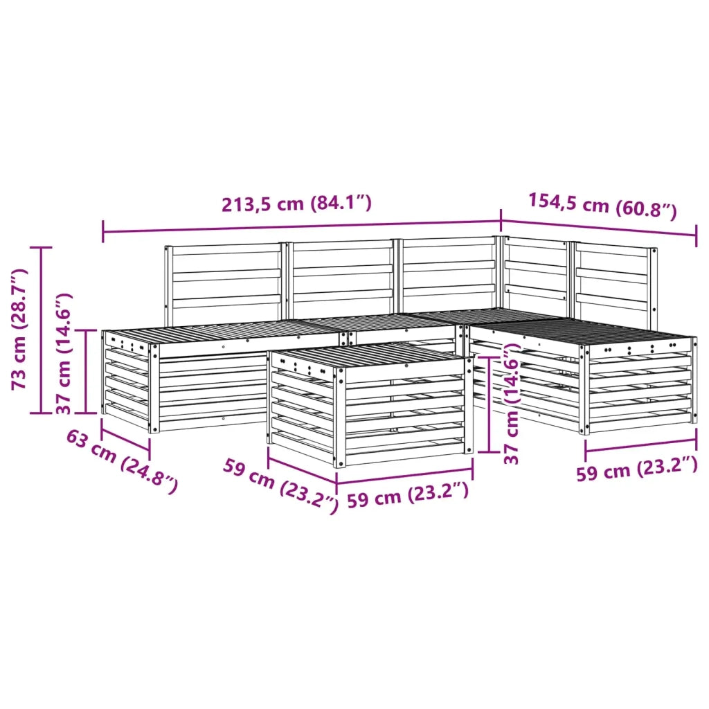 Set di divani da esterno 5 Pezzo Bianco 3392469