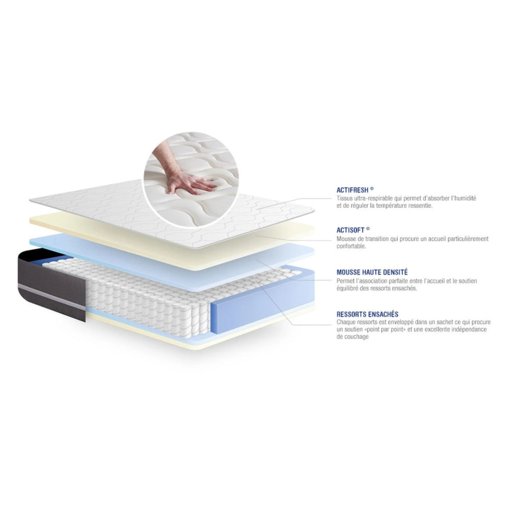 Materasso matrimoniale Actiflex touch 180x220cm - Spessore : 20cm - Molle insacchettate - Bilanciato