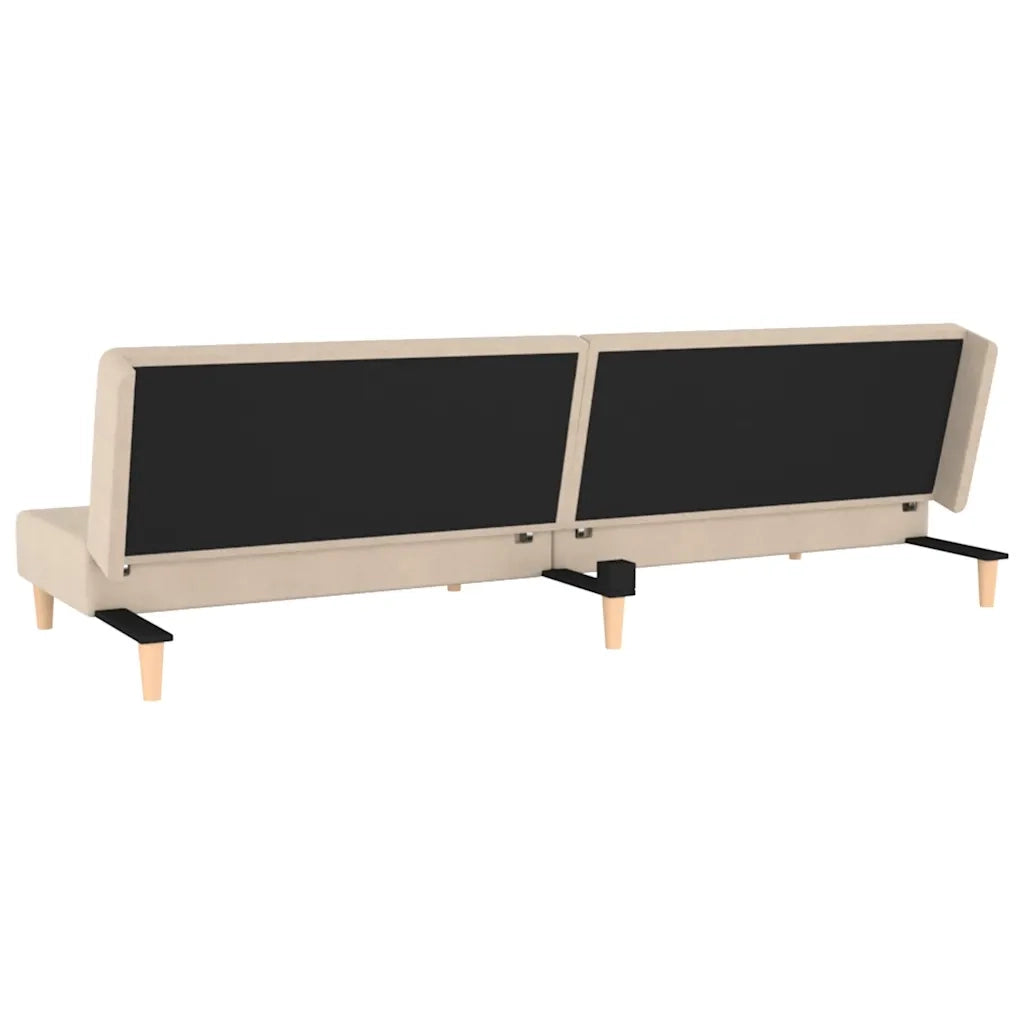 Divano Letto a 2 Posti con 2 Cuscini-Sofa Letto 2 Posti-Daybed Crema in Tessuto 104792