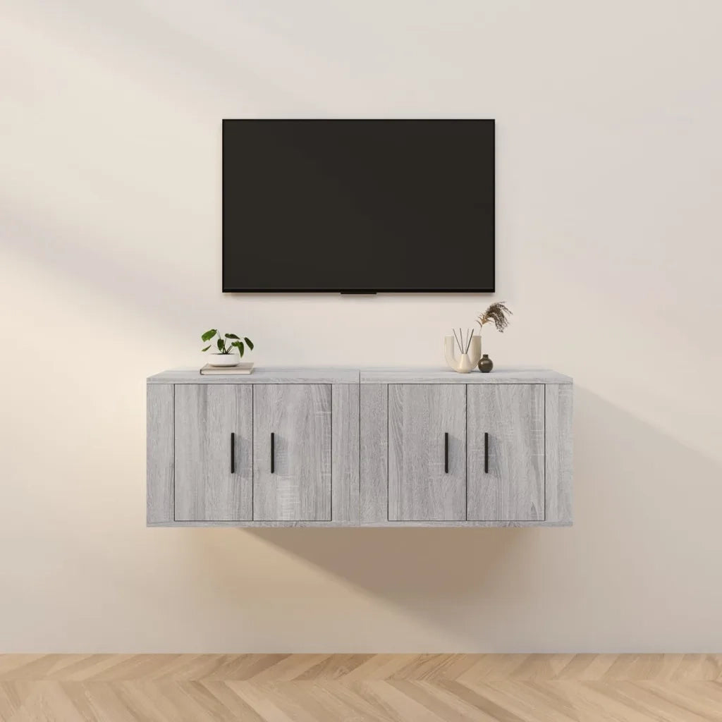 Mobili Porta TV a Parete 2 pz | Armadietto TV | Mobile Porta TV Grigio Sonoma 57x34,5x40 cm