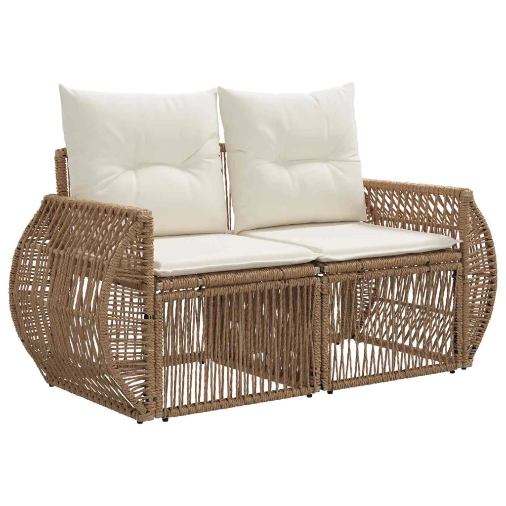 Set Divano da Giardino 4 pz Beige e Bianco Crema polyrattan 3435342