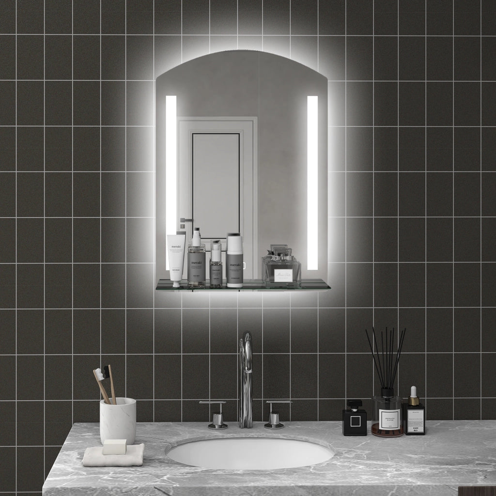 Specchio Bagno con Luci LED e Ripiano Vetro ¨C Minimal ¨C 70x50 cm