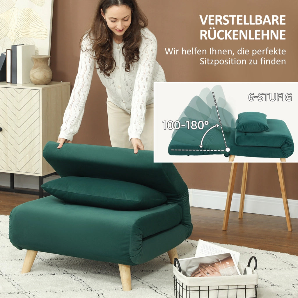 Poltrona Letto Pieghevole Regolabile ¨C Minimal ¨C Velluto Verde Scuro