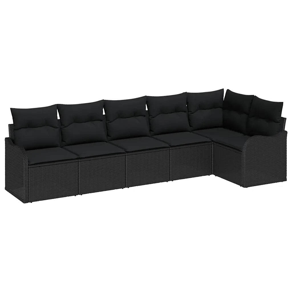 Set Divano da Giardino Nero polyrattan