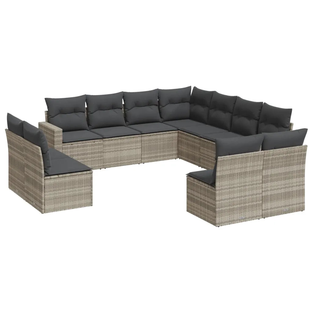 Set Divani da Giardino 11 pz con Cuscini in Polyrattan Grigio 3219122