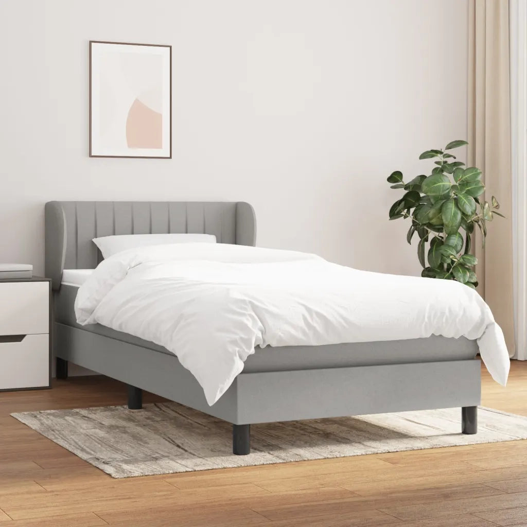 Giroletto a Molle con Materasso-Struttura Letto Grigio Chiaro100x200 cm Tessuto 603256