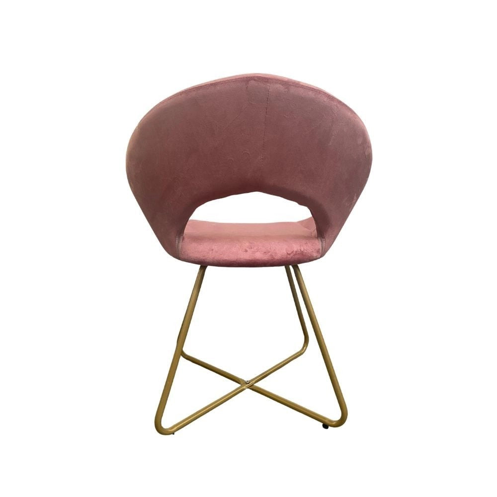 Set 2 poltroncine da salotto Etere velluto rosa e gambe oro