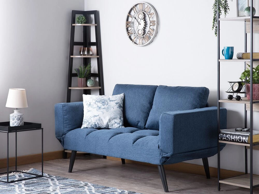 Divano Letto Blu Navy Divanetto Braccioli Regolabili Minimalista