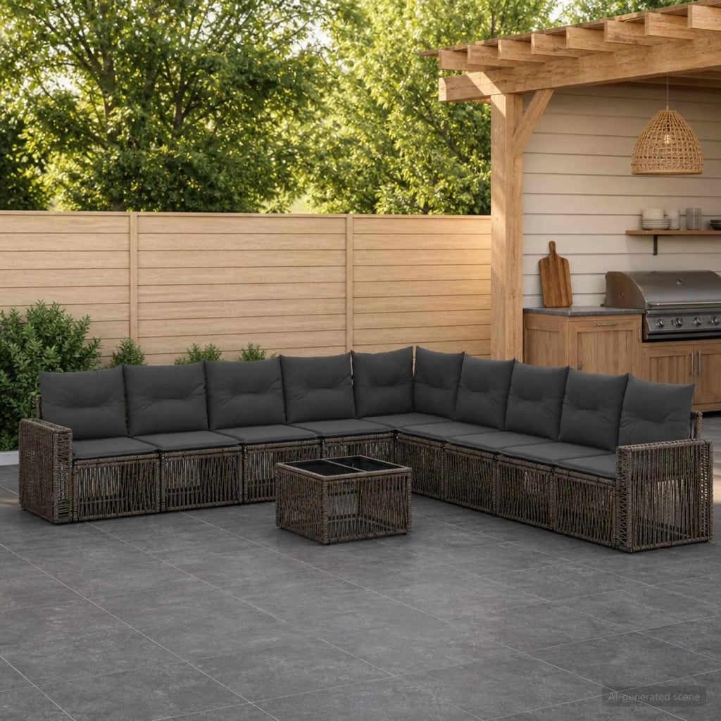 Set Divano da Giardino 10 pz Grigio e Grigio Scuro polyrattan 3435149