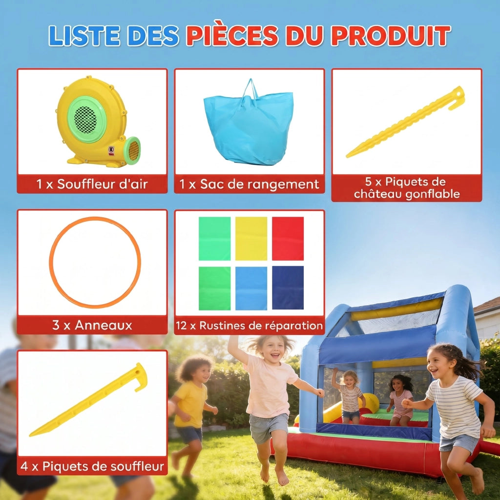 Castello Gonfiabile 4 in 1 ¨C Xylo ¨C con Scivolo Piscina Palline Gioco Lancio Anelli Multicolore