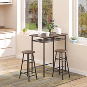 Set Tavolo Alto 80x50x90 cm e 2 Sgabelli  Nero e Quercia