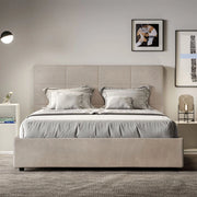 Letto queen size senza rete imbottito 150x200 microfibra sabbia Mika