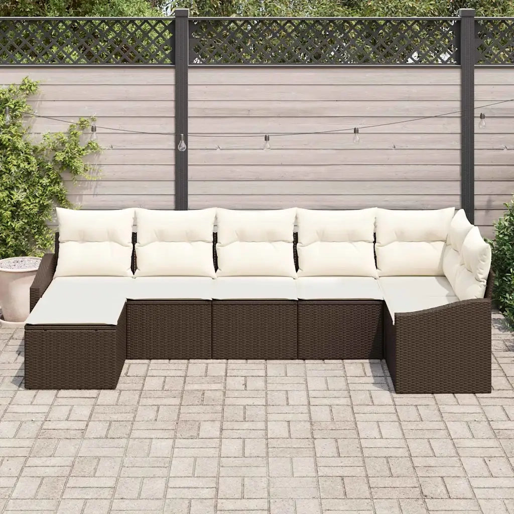 Set Divano da Giardino 7 pcs Marrone e Crema polyrattan 3355477