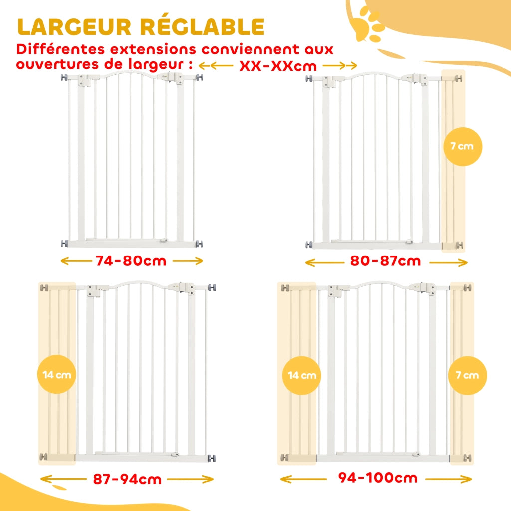 Cancello per cani estensibile 74-100 cm ¨C zephmum ¨C bianco