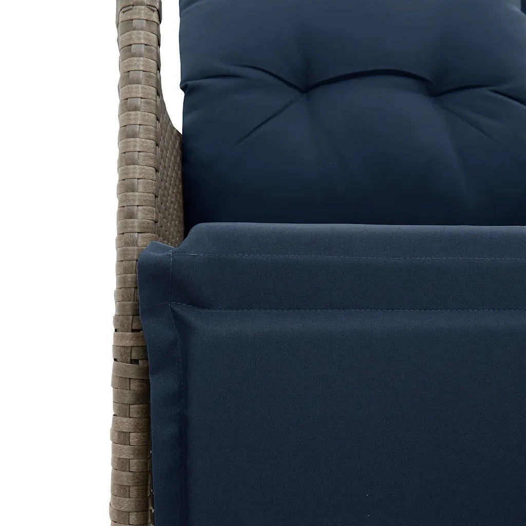 Sedia da giardino reclinabile con cuscini grigia in polyrattan 365663