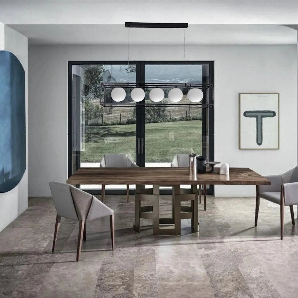Trade Shop - Lampadario A Sospensione Da Soffitto Contemporaneo Nero Con 5 Sfere Vetro G9 B89 -