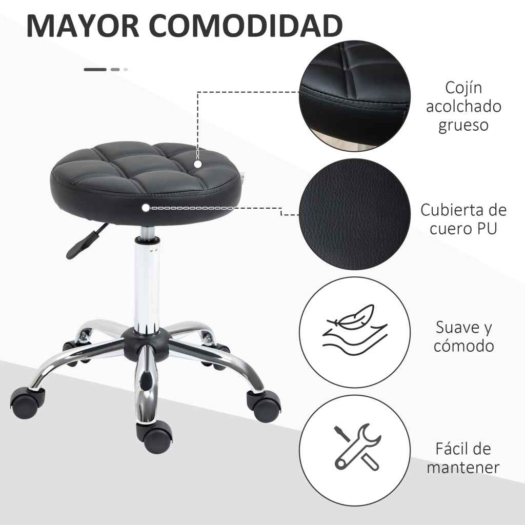 Sgabello Girevole Regolabile in Altezza ¨C Minimal ¨C Nero, Pelle, 48-63 cm