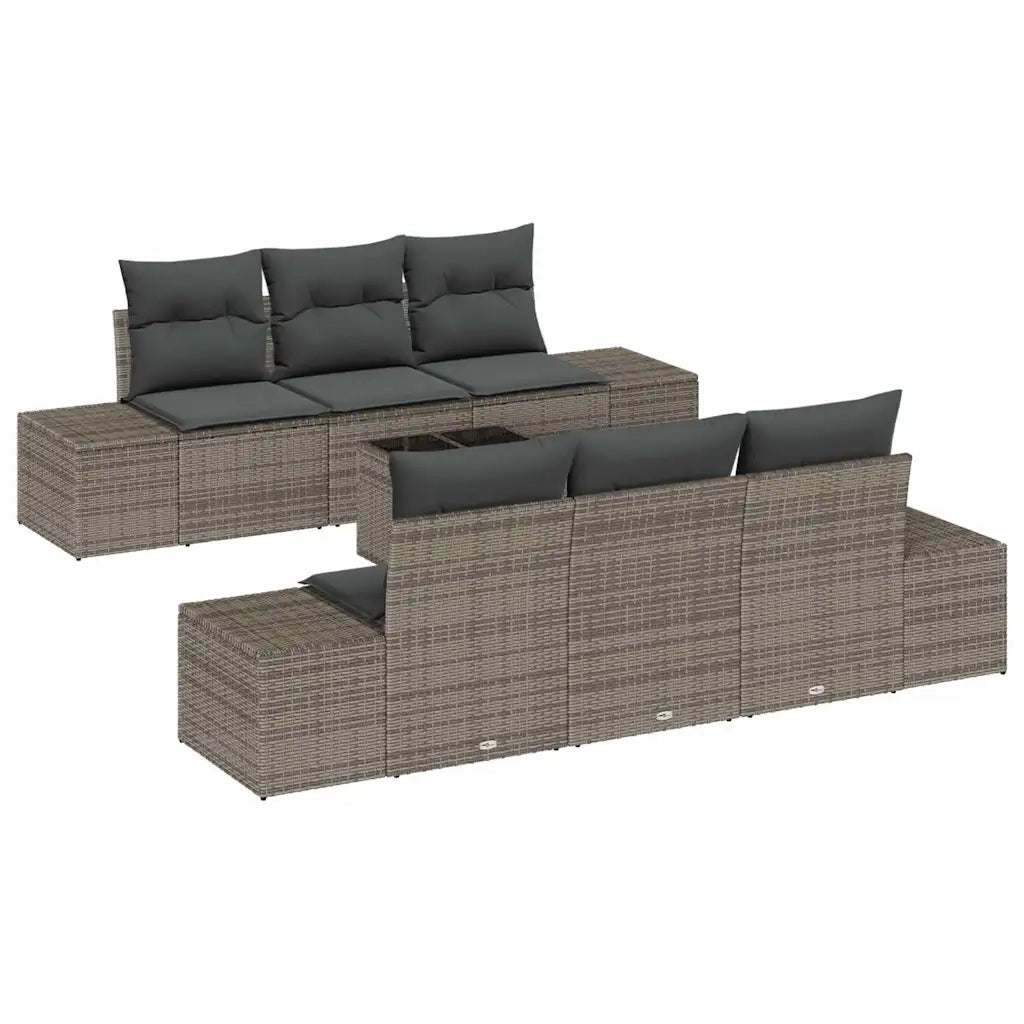 Set Divano da Giardino con cuscino 7 pcs Grigio polyrattan 3346949