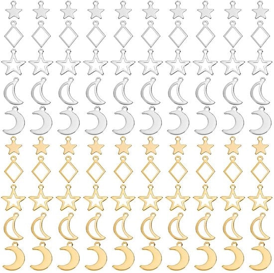 Set di 100 Forchette in Acciaio Inossidabile con Disegno Stella e Luna