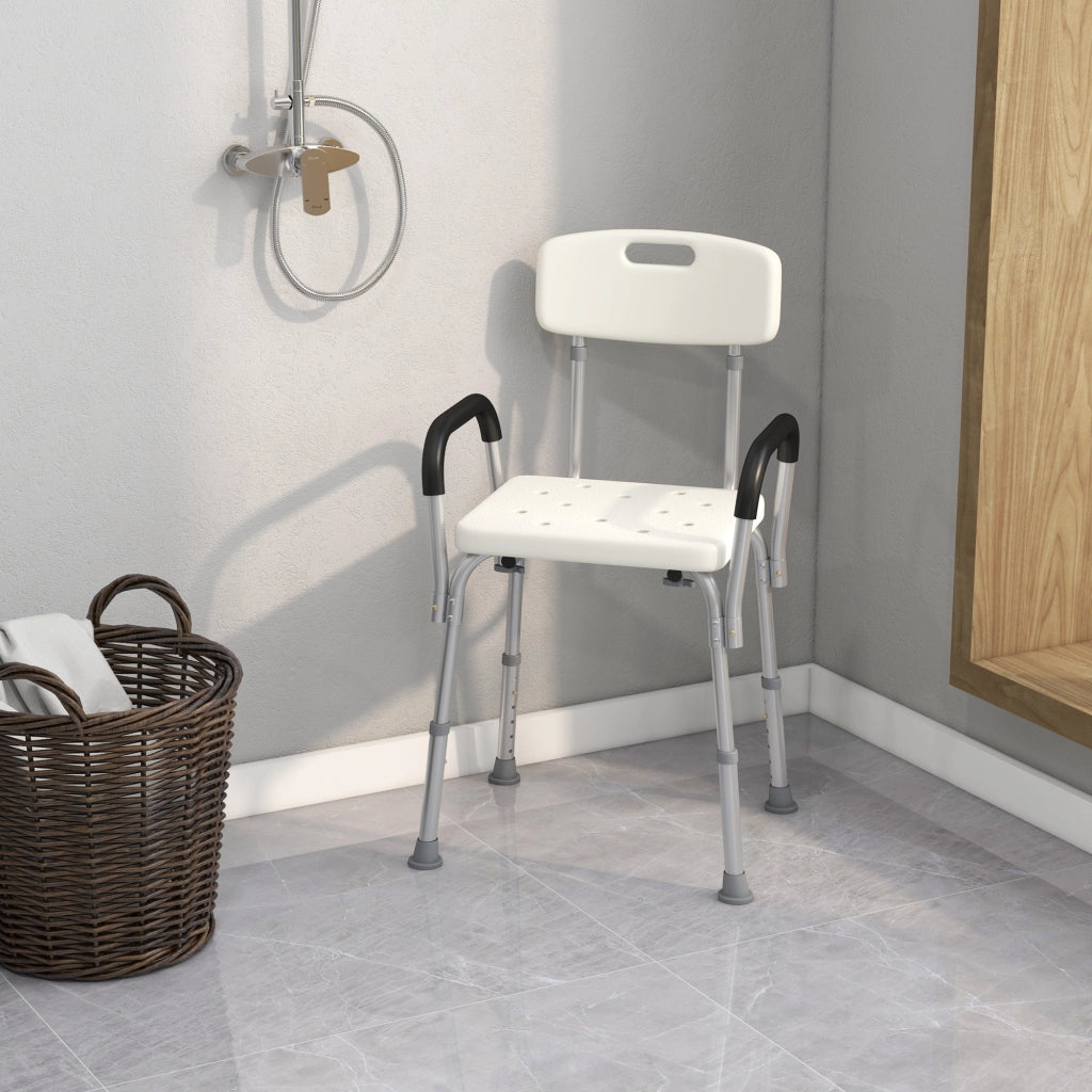 Sedia da Doccia per Anziani con Braccioli Regolabile ¨C Minimal ¨C Grigio