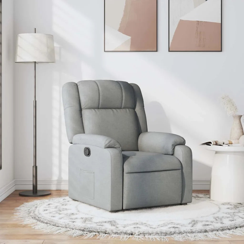 Poltrona | Sedia Relax Reclinabile in Tessuto Grigio Chiaro