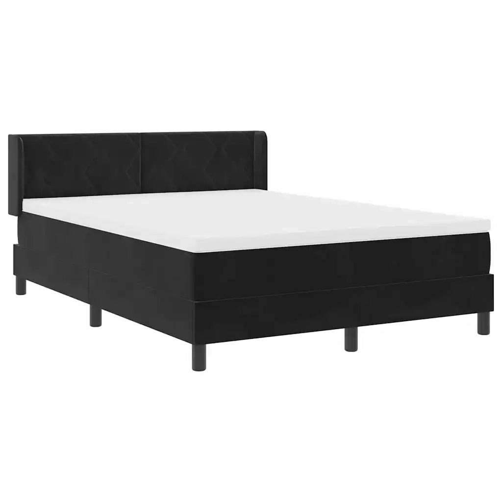 Letto a molle con materasso Nero 190 x 140 cm Poliestere