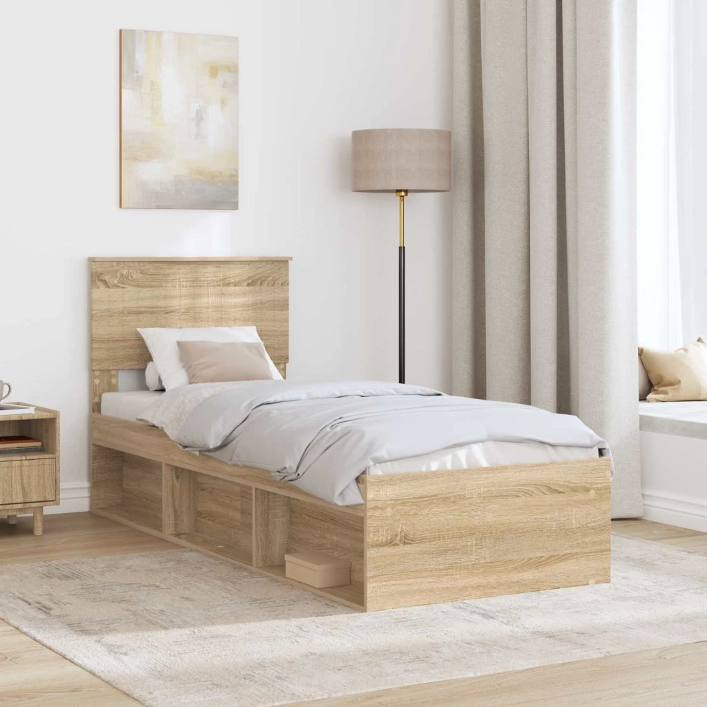 Struttura del letto-Giroletto Rovere Sonoma 75 x 190 cm Pino massello 876107