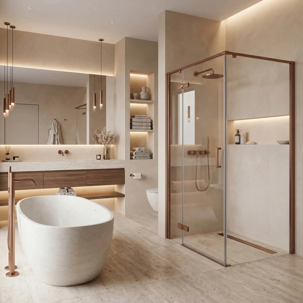 Cabina Doccia Rea Bruno 120x90 Brush Copper