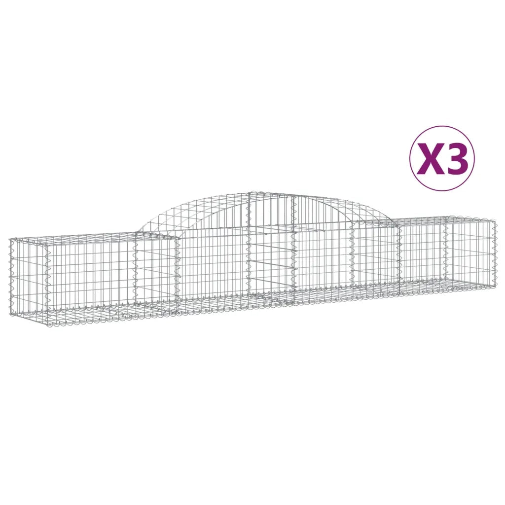 Cesti Gabbioni ad Arco 3 pz 300x50x40/60 cm Ferro Zincato