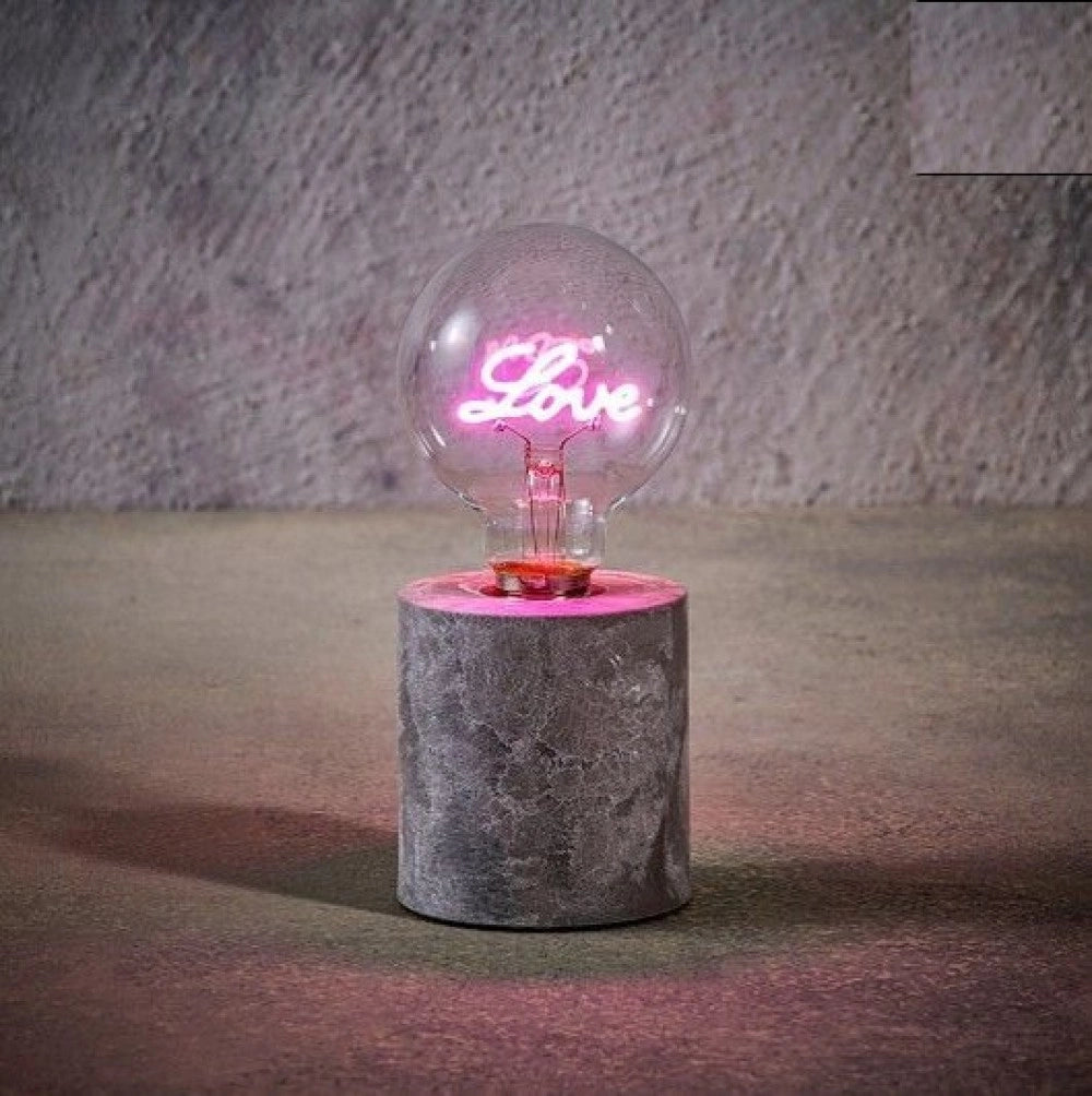 Lampada da tavolo LOVE rosa a batteria con timer  18x8 cm