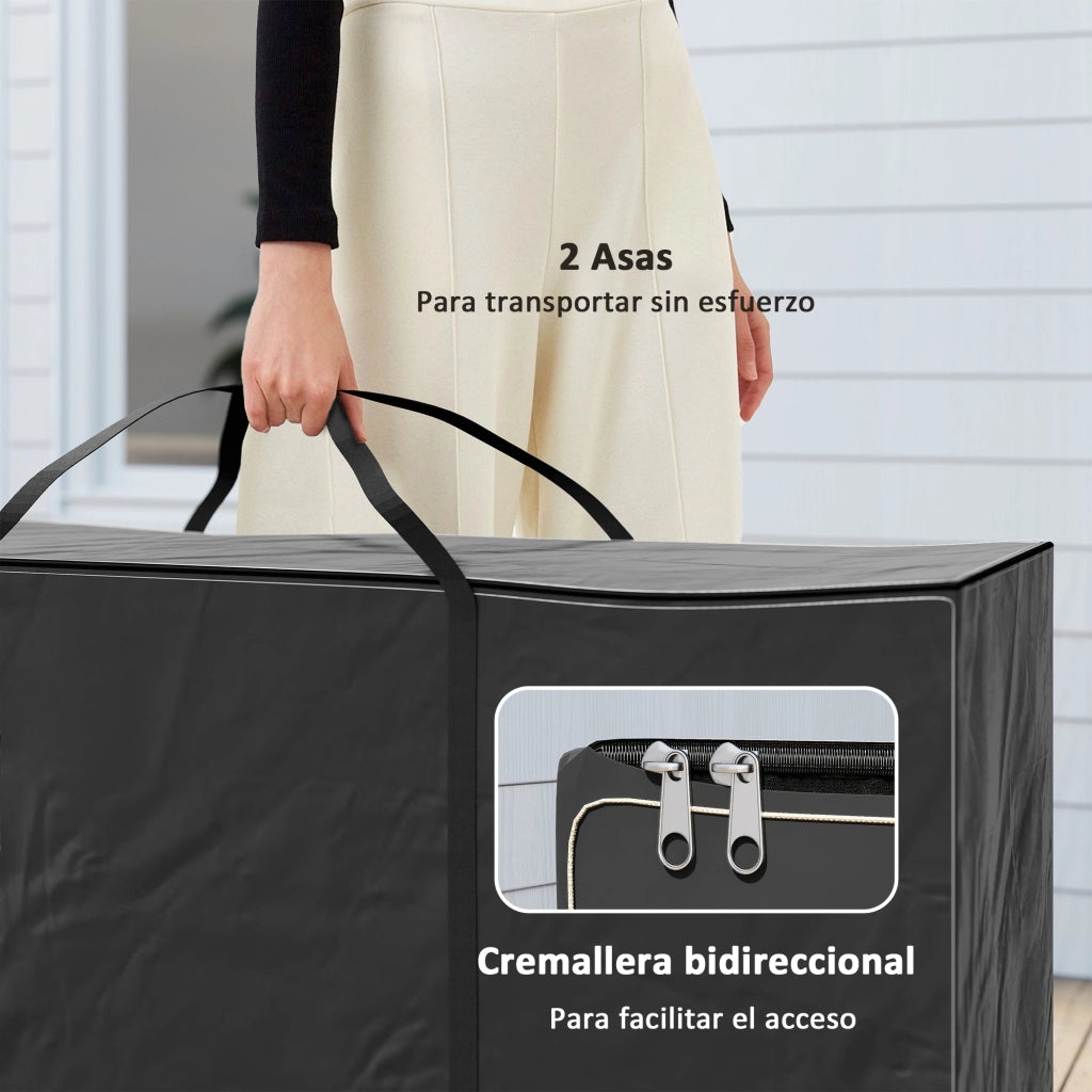 Borsa per Cuscini da Giardino Impermeabile 720L ¨C Minimal ¨C Nero 125x40x55cm