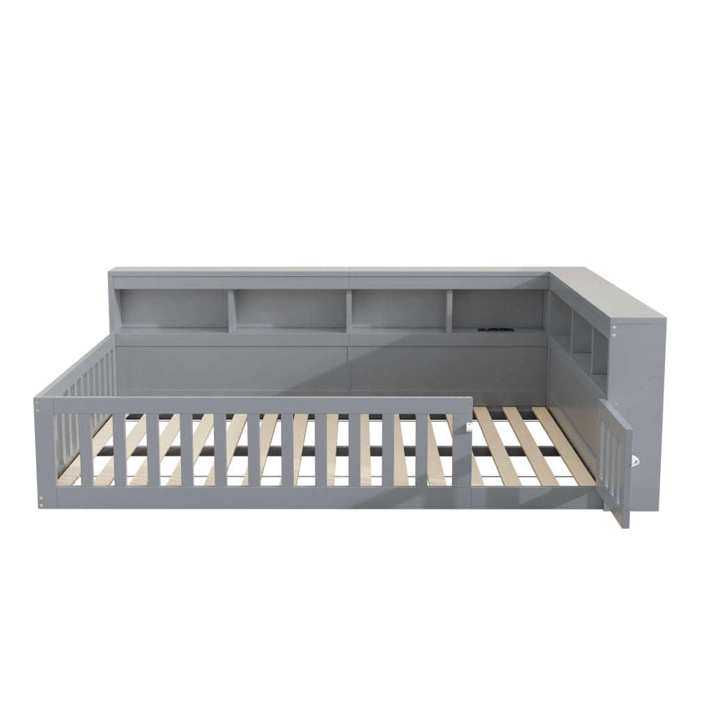 Daybed 140x200 cm con vano laterale, rete a doghe e presa USB