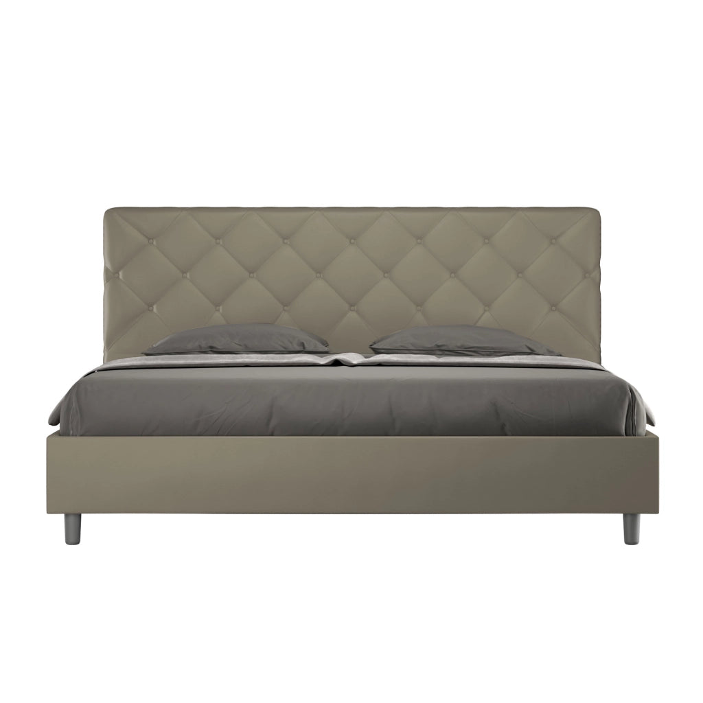 BS COM Letto con rete imbottito 180x200 similpelle cappuccino
