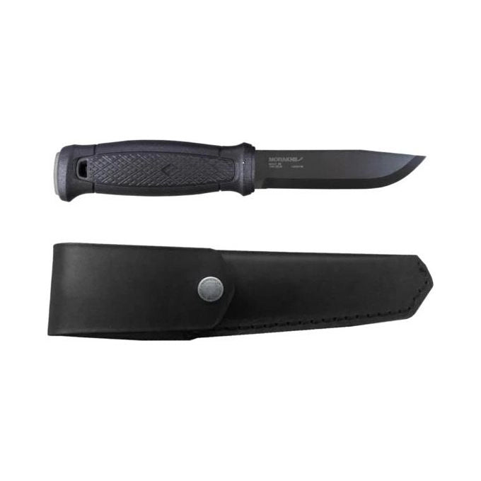 Morakniv 13100 Garberg Coltello da caccia Lama in acciaio al carbonio C100 con rivestimento DLC Full tang Fodero in pelle colore Nero